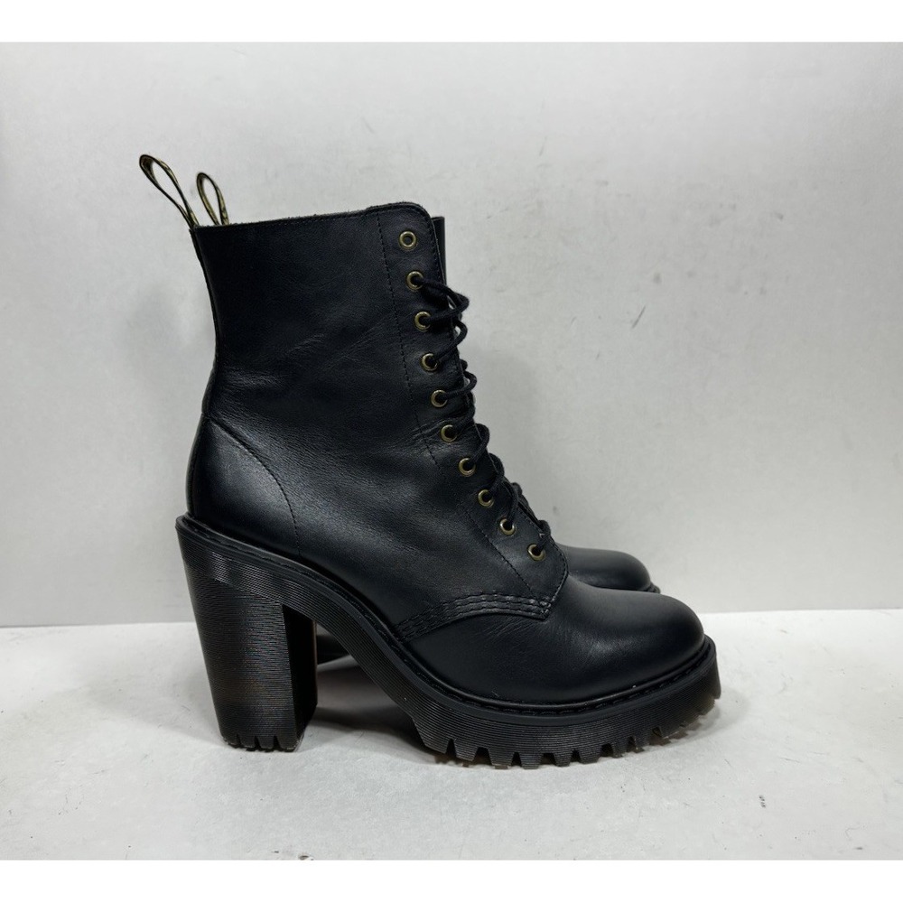 Dr. Martens Black Leather Lace-Up Chunky Heel Boots